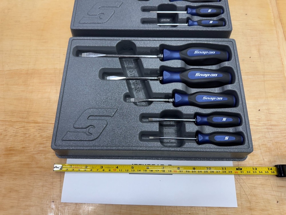 Snap-on Tools NEW 10pc POWER BLUE Soft Grip Phillips Flat Head Screwdriver Sets