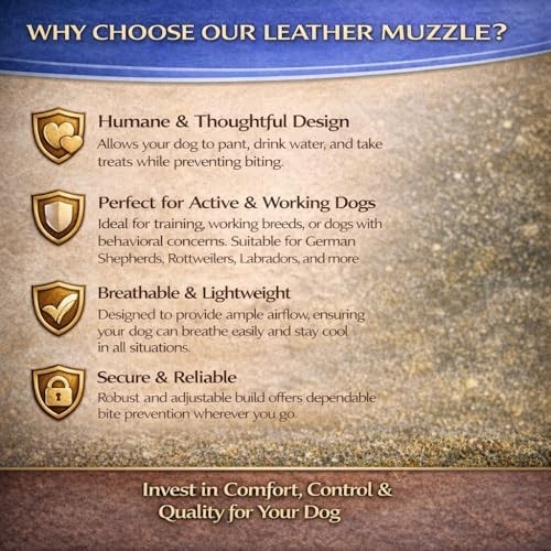 Comfortable Leather Dog Muzzle | Durable & Adjustable | Vet-Approved Safety | Sm
