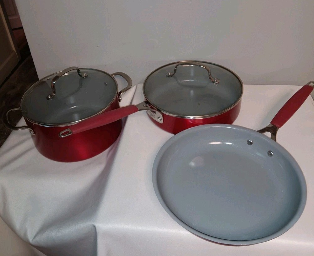 Food Network™ 3-pc. Nonstick Ceramic Cookware Set Red