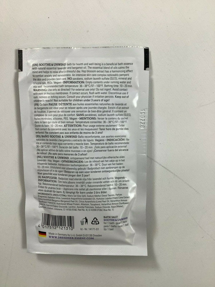 Dresdner Essenz Soothe & Unwind Lavender Hop Bath 2.1 oz NEW!
