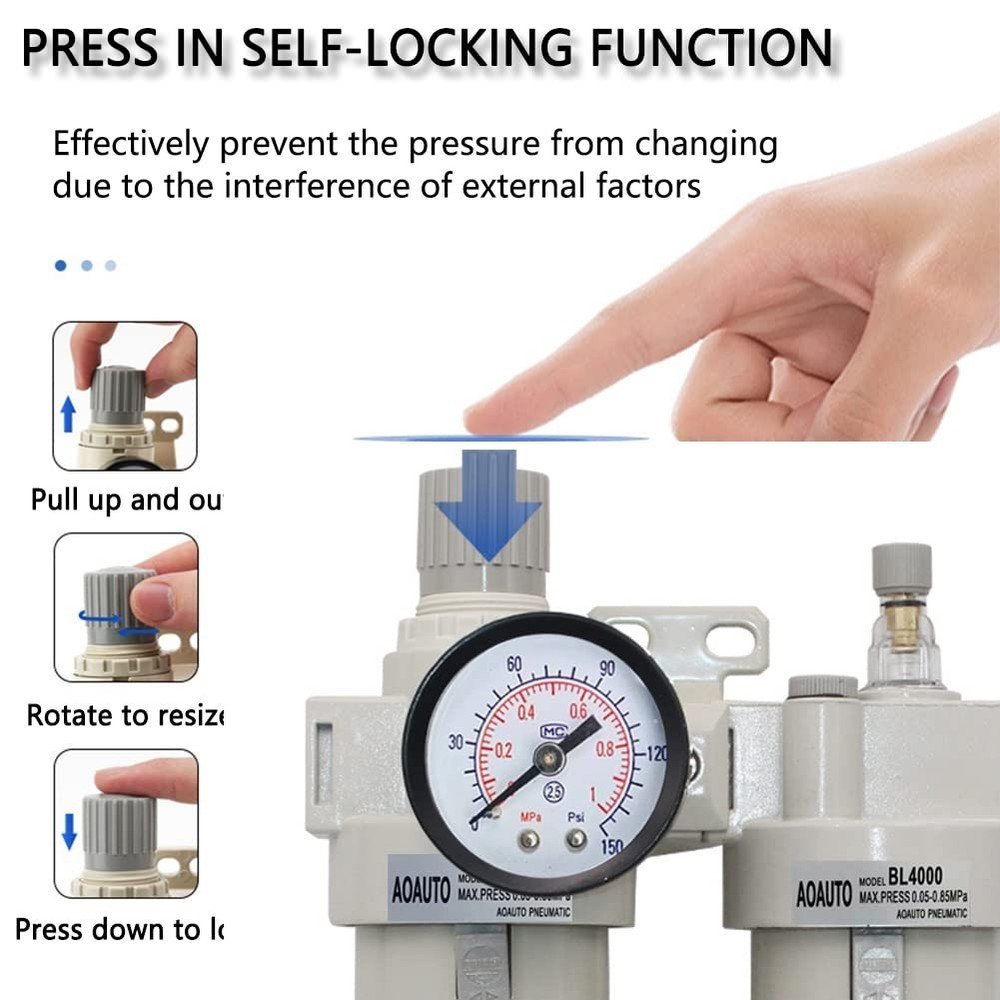 1/2 NPT Compressed Air Filter Regulator Lubricator Combo,Air Tool Compressor