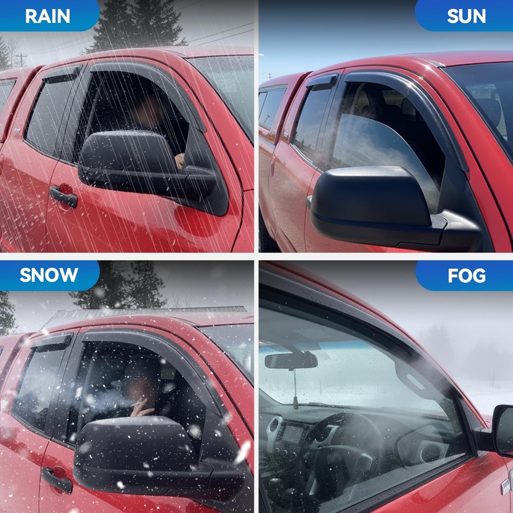 Window Visors Rain Guards Shield for 2009-2019 Ford Flex, Smoked