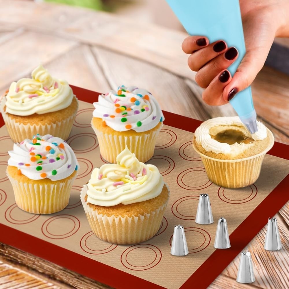 16Pcs Macaron Silicone Baking Mats Kit Reusable Nonstick Macarons Baking