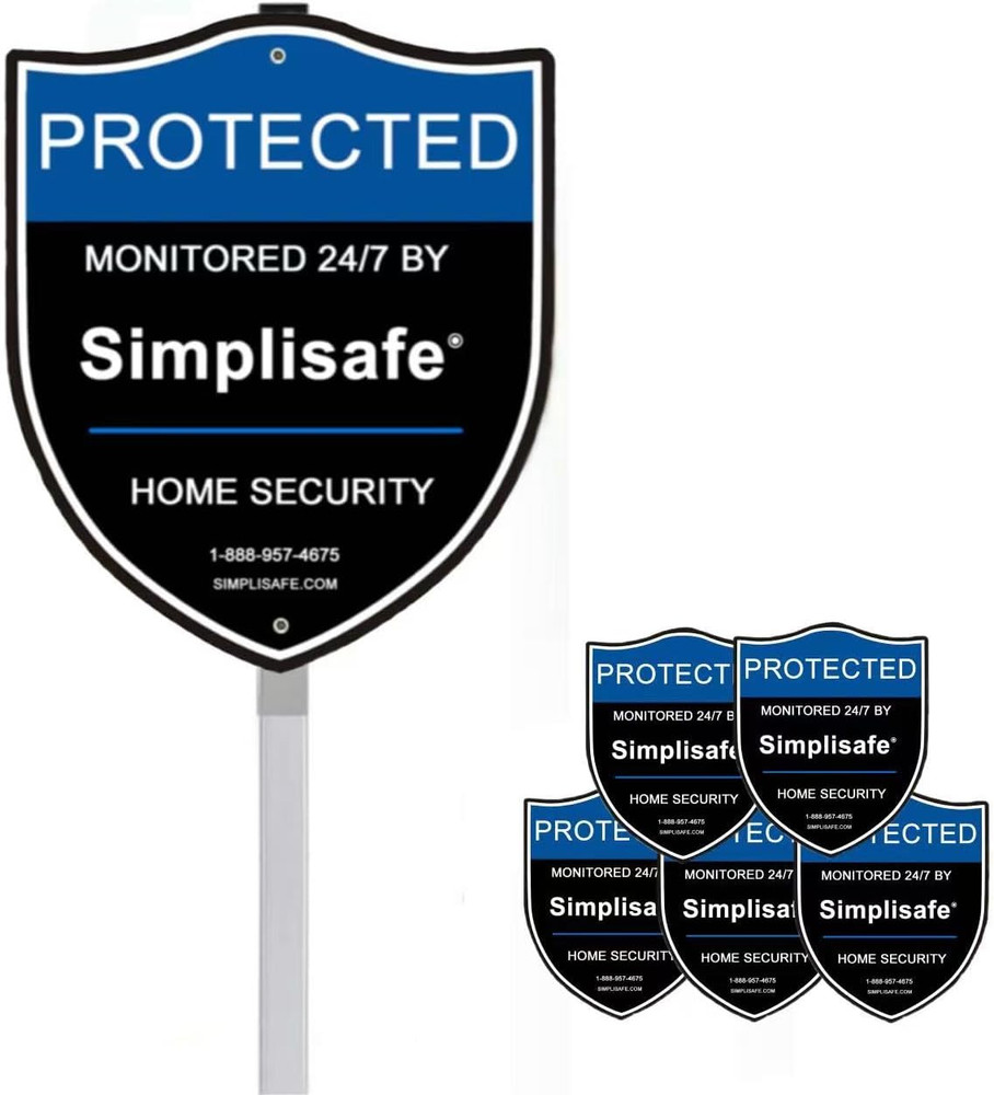 1 Pack Yard Sign with 5 Window Stickers Compatible for Simplisafe Home Security