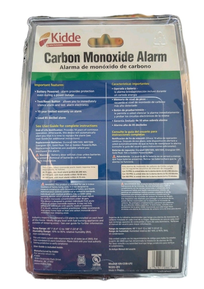 Kidde 9CO5-LP2 Battery Powered Carbon Monoxide Alarm