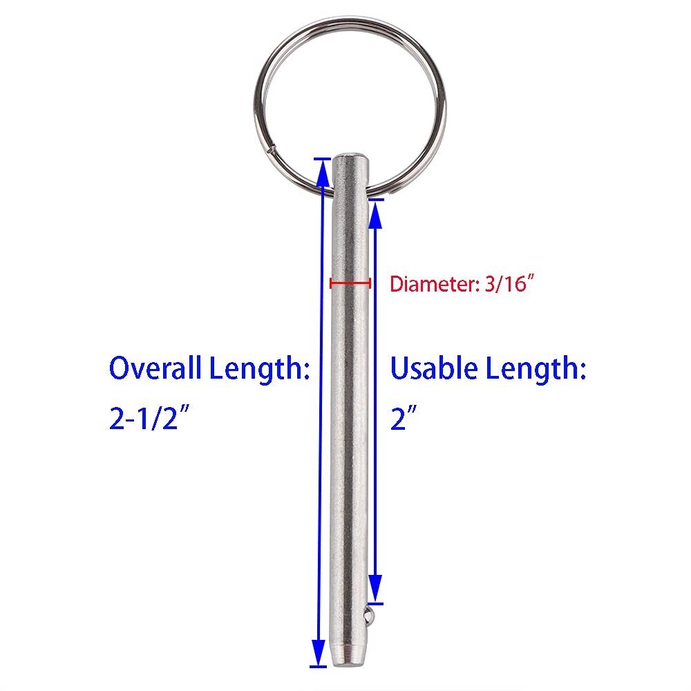 2 Pack Quick Release Pin, Diameter 3/16"(4.8Mm), Overall Length 2-1/2"(65Mm),...