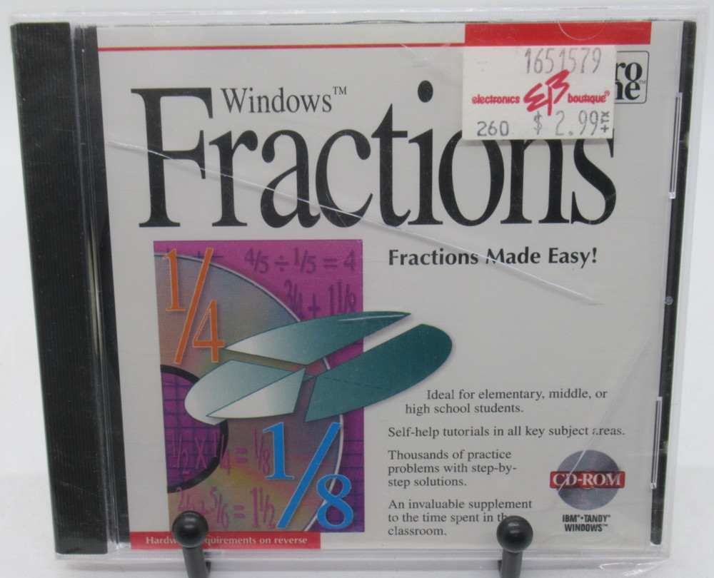 PRO ONE - WINDOWS: FRACTIONS MADE EASY PC CD-ROM SOFTWARE, WINDOWS 3.1/95