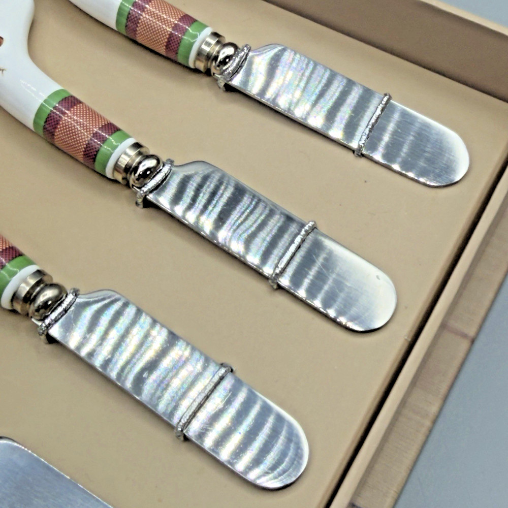 NIB Spode Glen Lodge Cheese Knife + Spreader Set Forest Theme Pheasant & Stag