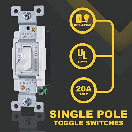 White Toggle Light Switch (1-Pack) | Single-Pole Wall Light Switch 20A 1-Pack