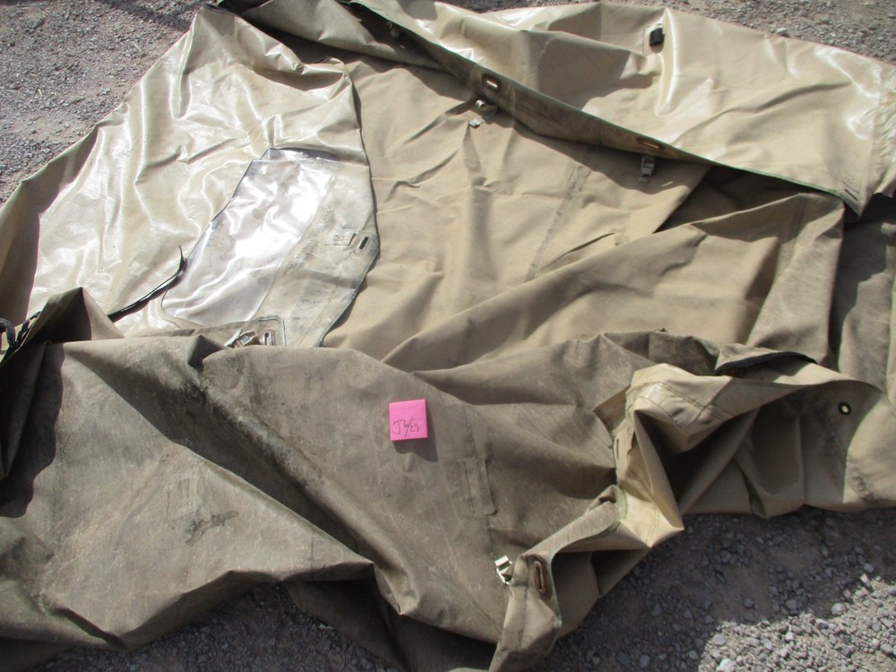 Used TAN Cargo Cover for 2-Man Pickup HMMWV, Water Staining/Mildew, 2 Small Cuts