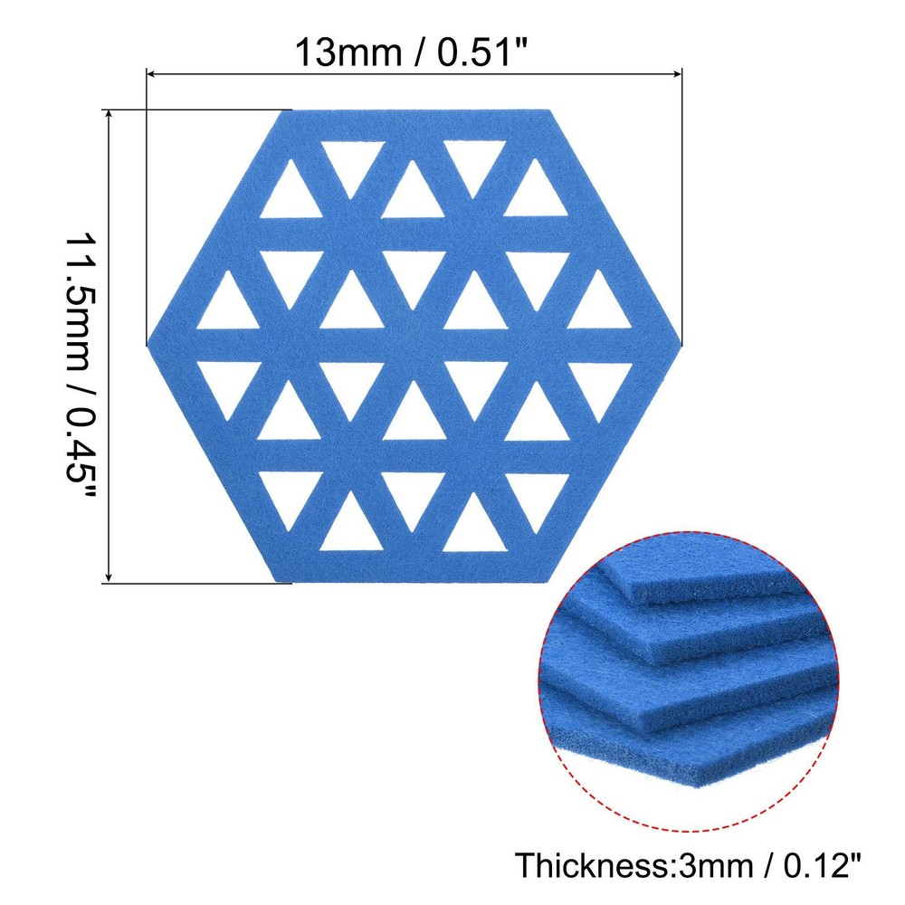 Felt Coasters 4pcs Hexagonal Pads Coasters Sky Blue