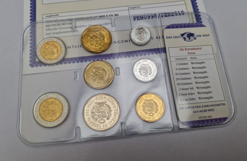 1 Centimo - 5 Soles 2005/2009 Excellent Condition Coins Set Peru 🇵🇪