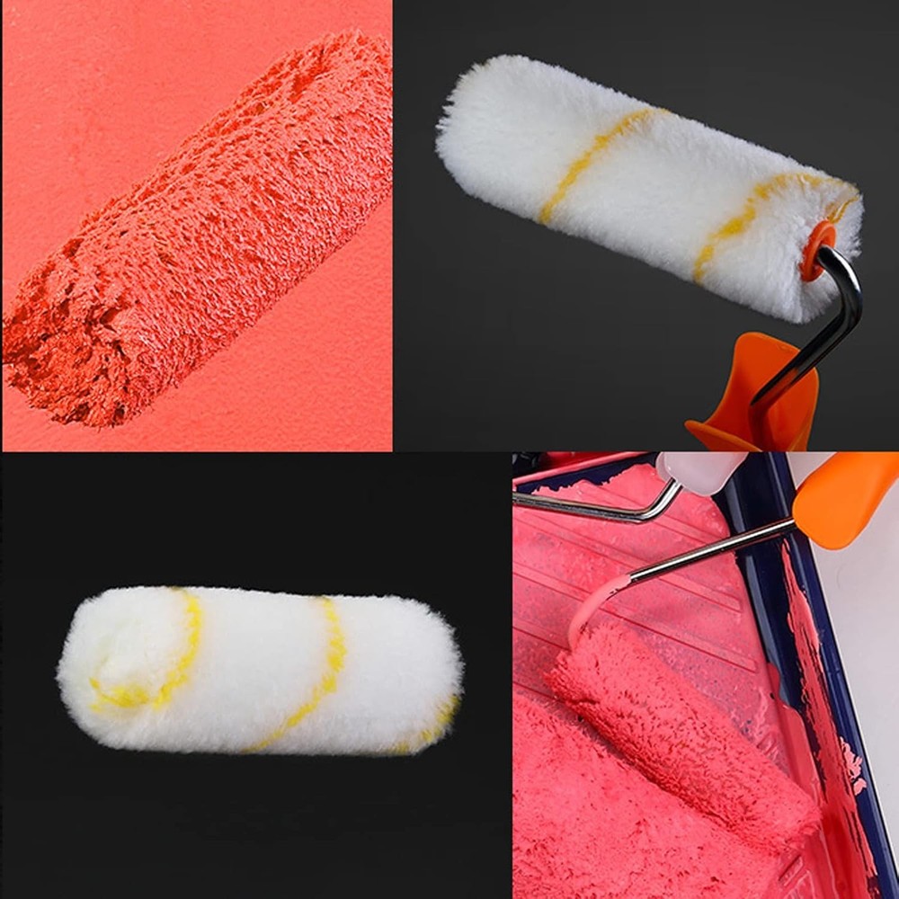 100 Pieces 4 Inch Paint Roller Covers Small Roller Nap with Roller Frame Kit