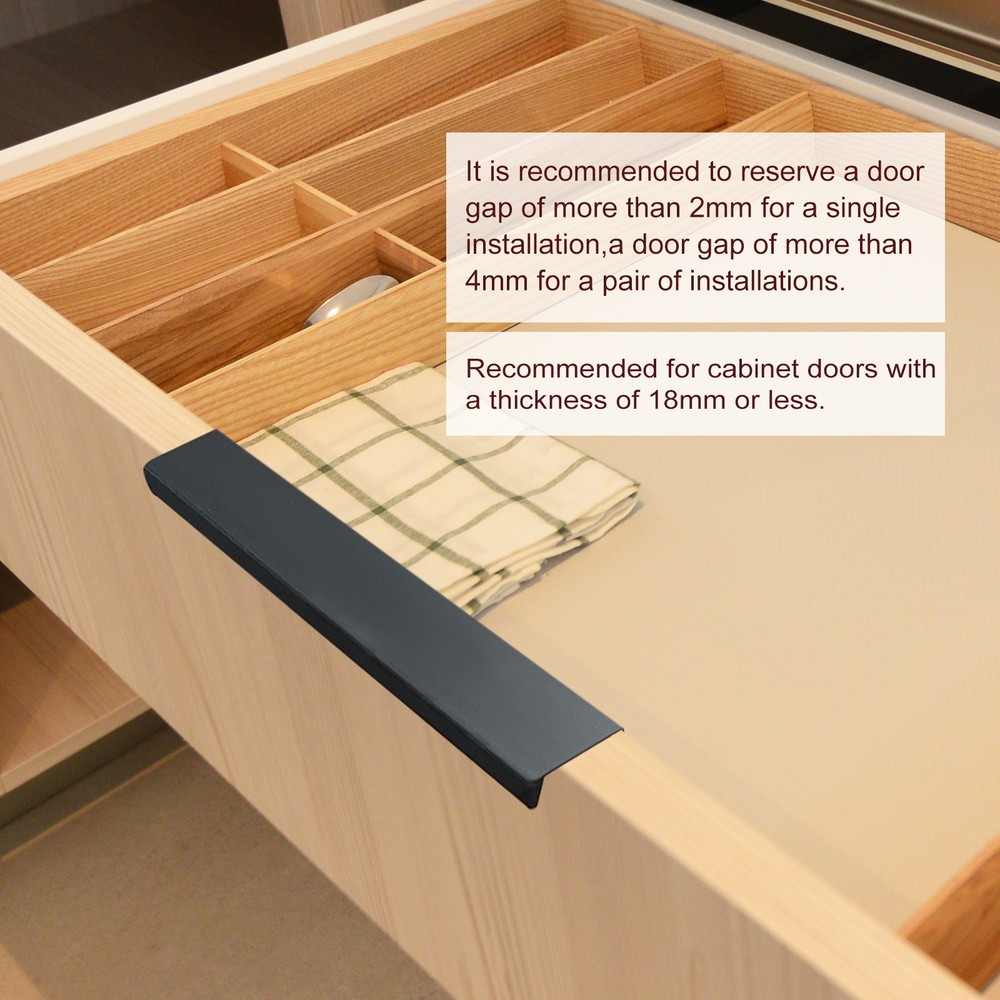 Cabinet Edge Finger Pull, 6pcs 300mm/11.81 Hidden Cabinet Pulls, Black