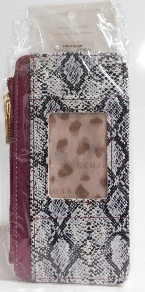 Kedzie Essentials Only Zippered Wallet in Vegan Leather NWT Pretty in Python