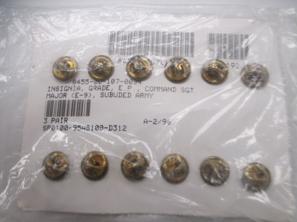 US Army Command Sergeant Major Rank Insignia - Three Pair