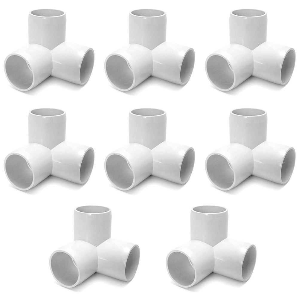 QWORK 3 Way 1 1/4" Tee PVC Fitting Elbow,8Pack White