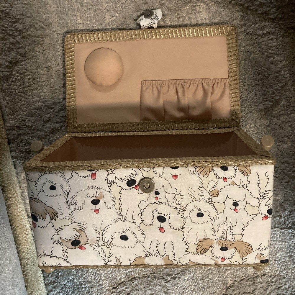 SEWING BASKET Dogs Design Medium Size Sewing Box