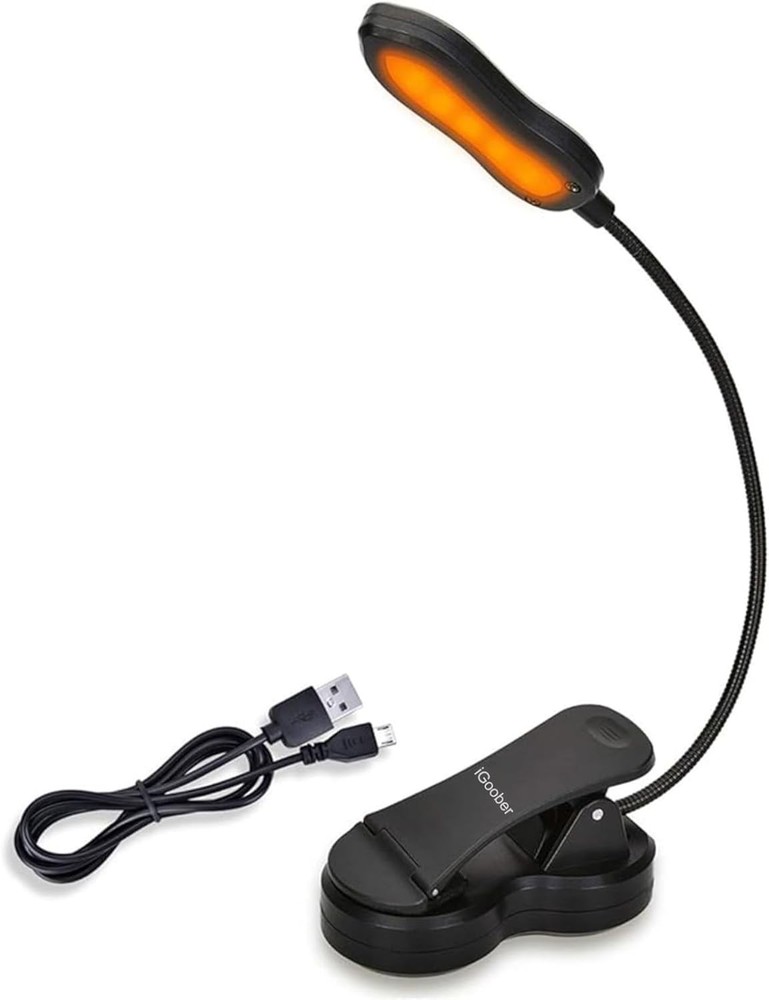 Amber Book Light Rechargeable Blue Light Blocking Reading Light Clip On Book