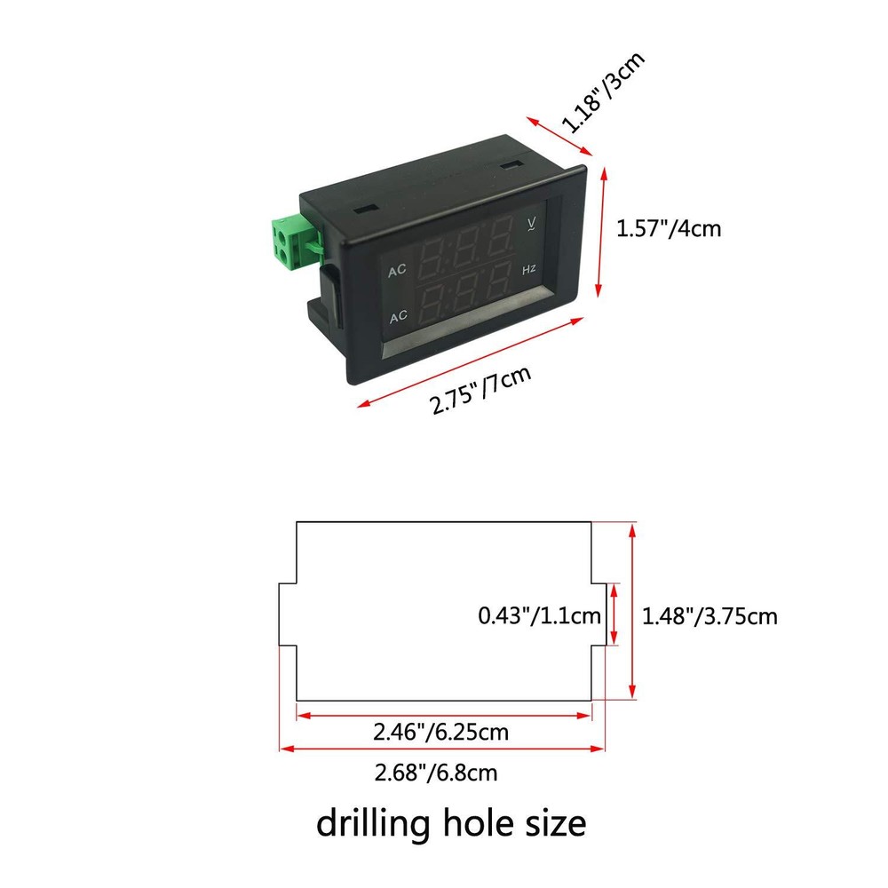 Digital Ac Voltage Frequency Meter Ac 80500v Voltmeter 4565hz Frequency Counter
