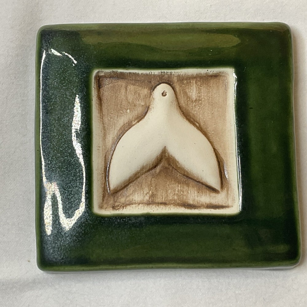 Whale Tail- Pottery Square Tile - 4-3/4"