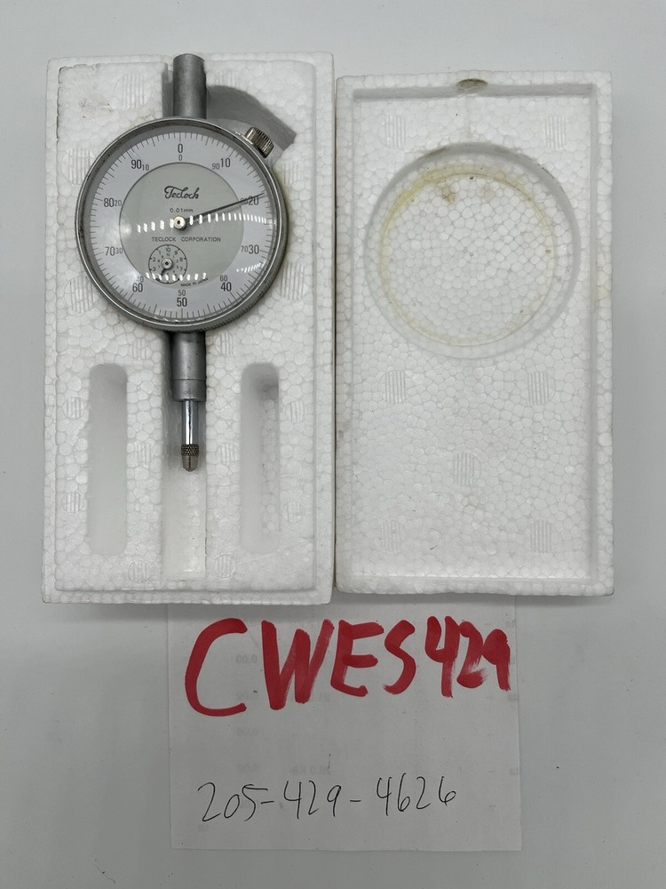 TECLOCK 0 - 1/4" Range 0-100 Reading Dial Drop Indicator - Satin Chrome