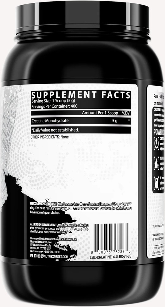 Nutrex CREATINE Monohydrate Bulk Powder Micronized Unflavored 400 Svg 2000 Grams