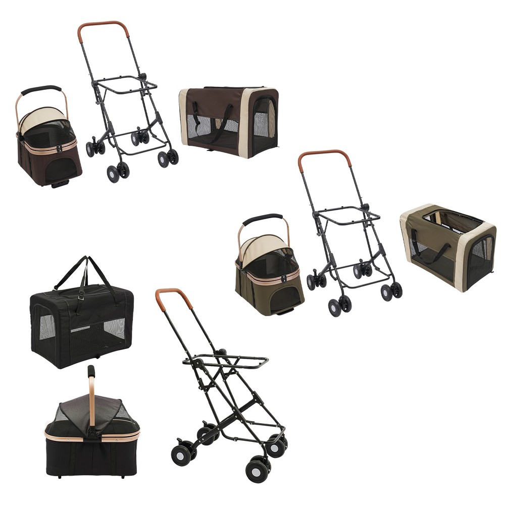Two-Tier Pet Stroller for Dogs & Cats, 77lbs Capacity, Foldable Design