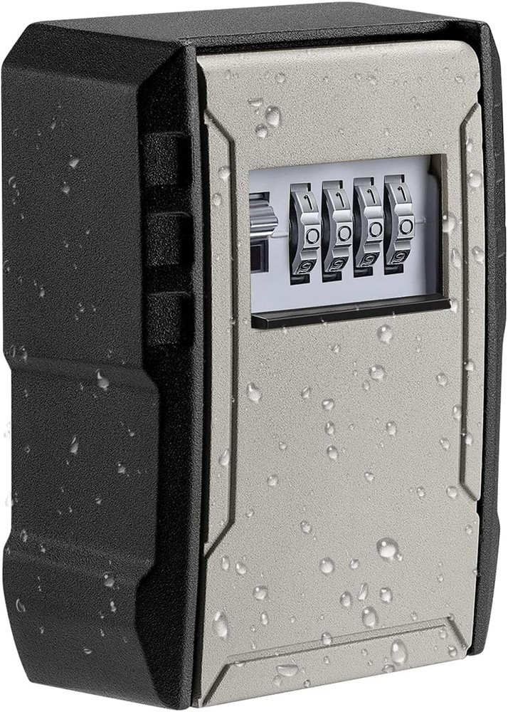 UPGRADE Extra Large Capacity Key Lock Box, Weatherproof Wall Mount Grey