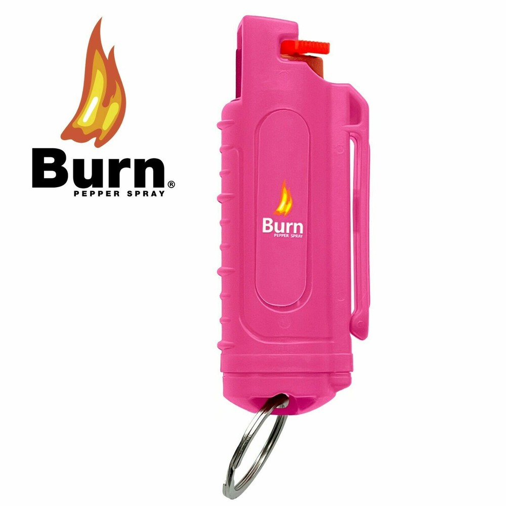 BURN Pepper Spray Keychain Self Defense 1/2oz Pink Security Case Molded - 2 PACK