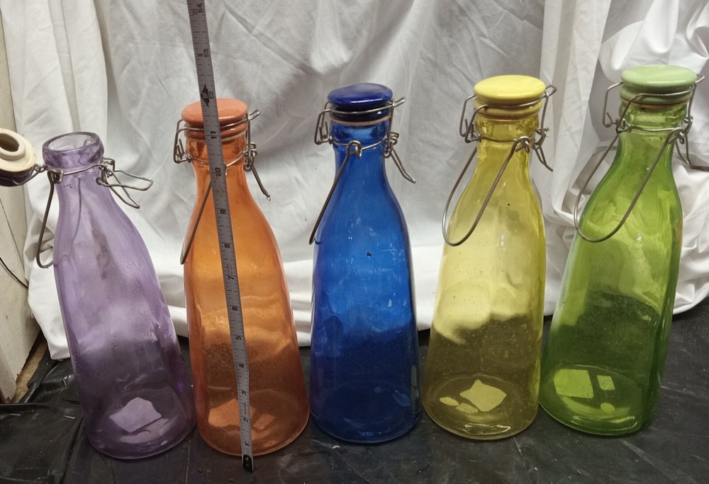 5 Decorative Tall Bottles With Clasp Tops