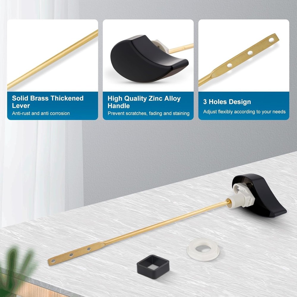 High-Efficiency Toilet Handle Replacement - Matte Black Solid Brass for TOTO