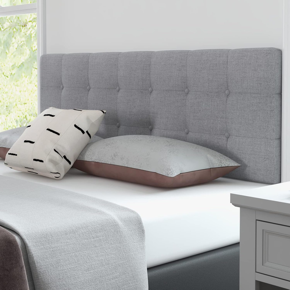 Linen Upholstered Headboard, Adjustable Width Button Tufted Headboard Only with