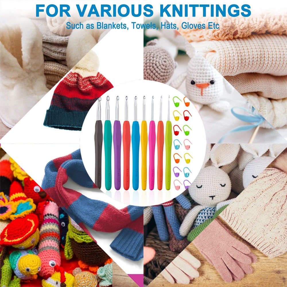 23-Piece Crochet Hook Set, Ergonomic Handle for Arthritic Hands, Comfortable