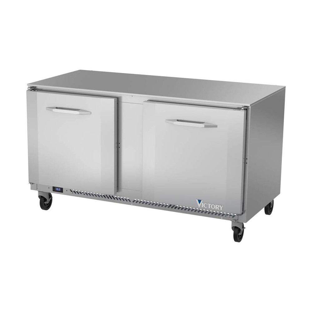 Victory VUR60HC 60" 2-Section Undercounter Refrigerator w/ 2 Solid Doors, 14....