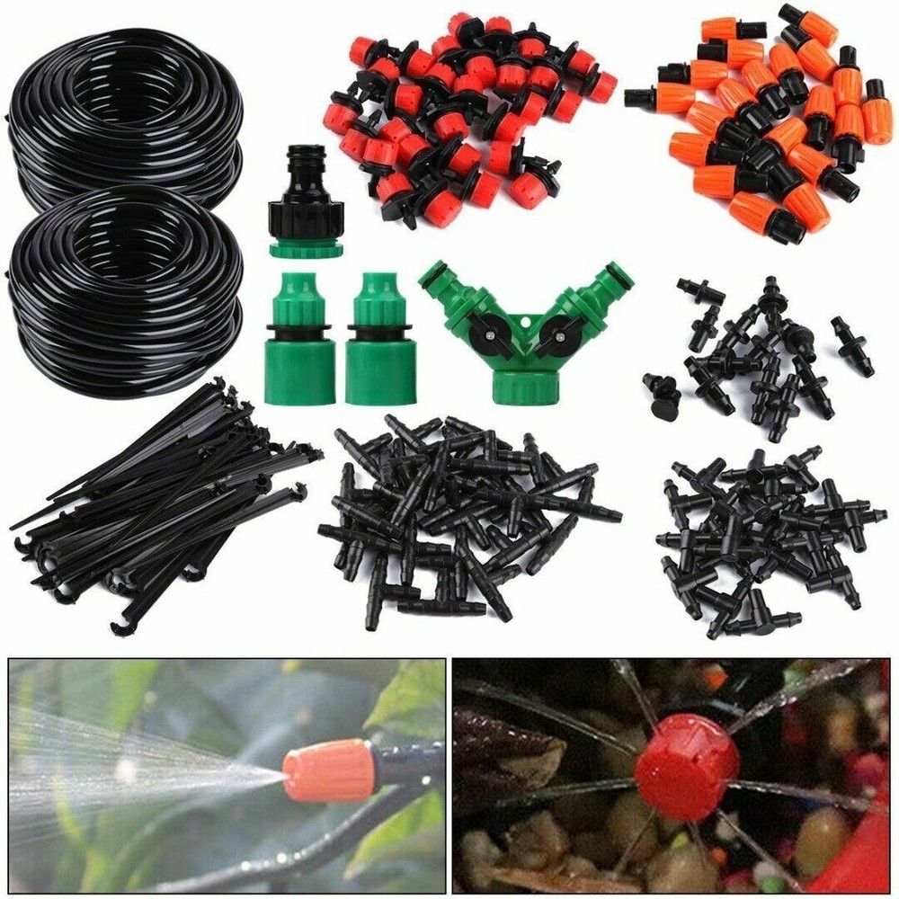 100FT 30M Auto Drip Irrigation System Kit Timer Micro Sprinkler Garden Watering