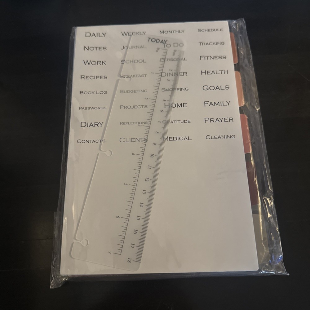 Half Letter Planner Inserts Lined Refill 3 Hole Punched 5 Tab Daily Goals Work