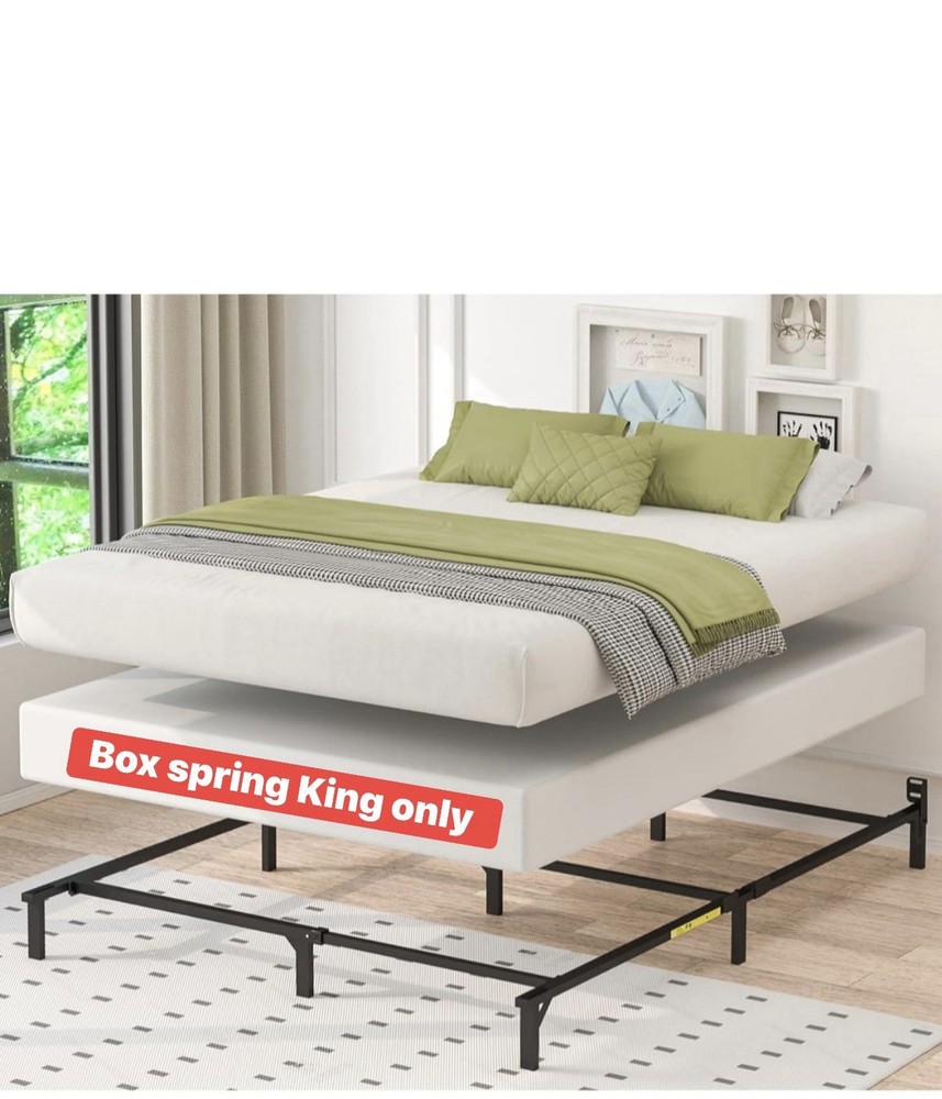 AmazonBasics King Box Spring Foundation White Metal Fabric Bed Accessory