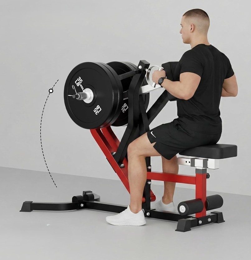 Seated Row Machine Lat Back Exercise Machine Adjustable Plate Loaded Home Gym