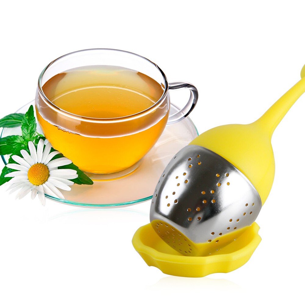 US 3PCS Silicone Loose Leaf Tea Infuser Stainless Spice Filter Diffuser YW-GN-RD