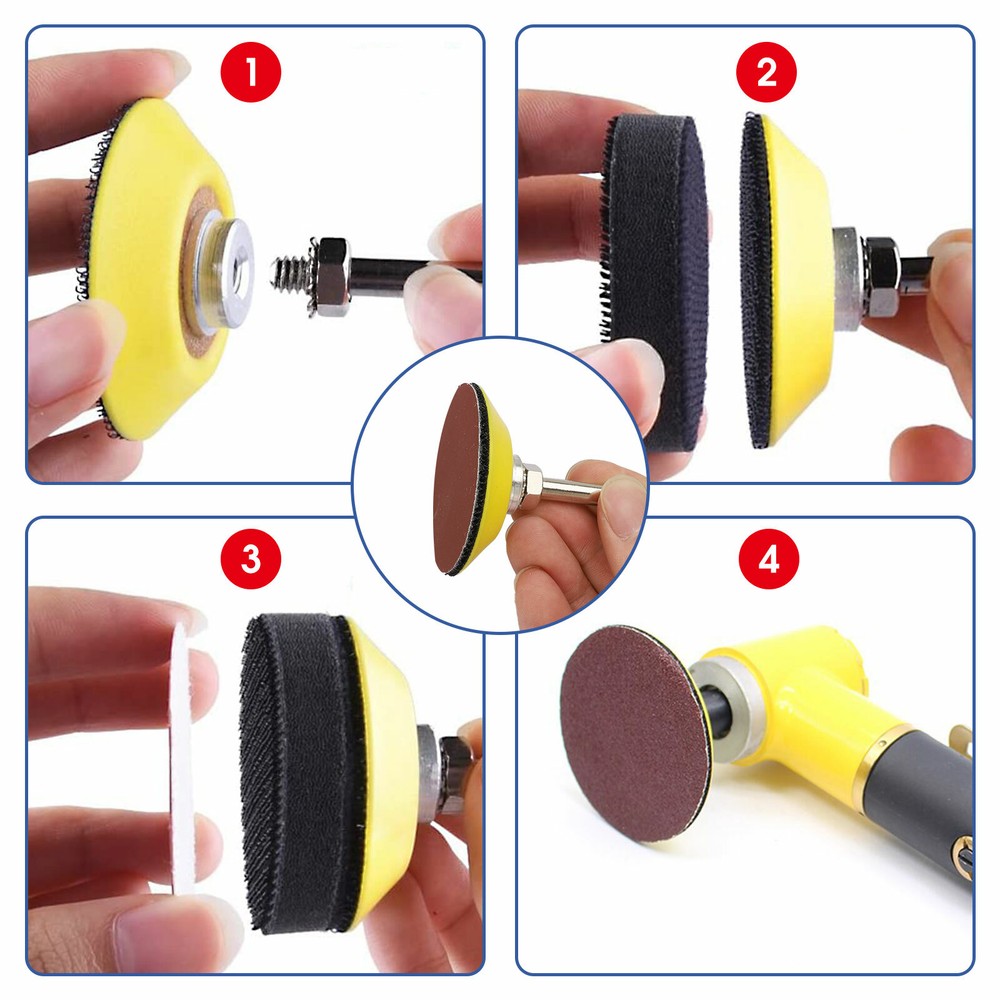 100PCS 2" Sanding Disc Sand Paper Hook Loop Sander+Backer Pad+M6 Drill Adapter