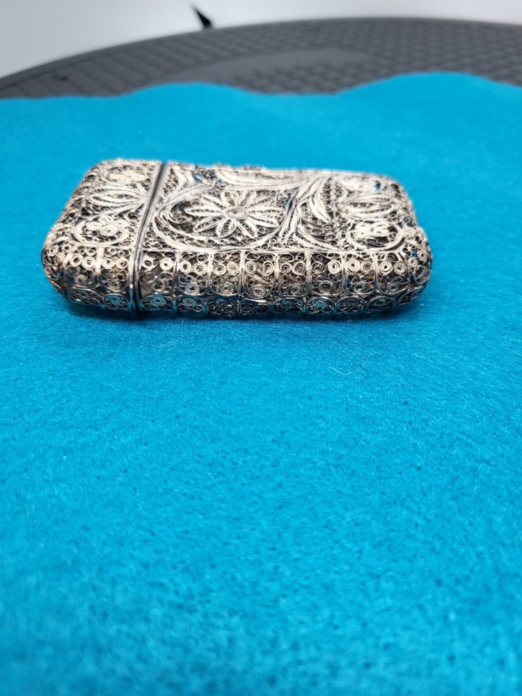 Antique Silver? Filigree Card Case Cigarette Case? Old Scroll Work Two Designs
