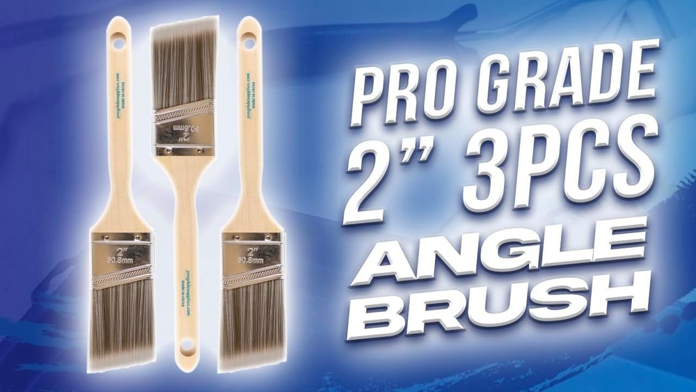 2 Inch Angled Paint Brush 3 Pack – Professional Angle Sash Brushes for Cuttin...