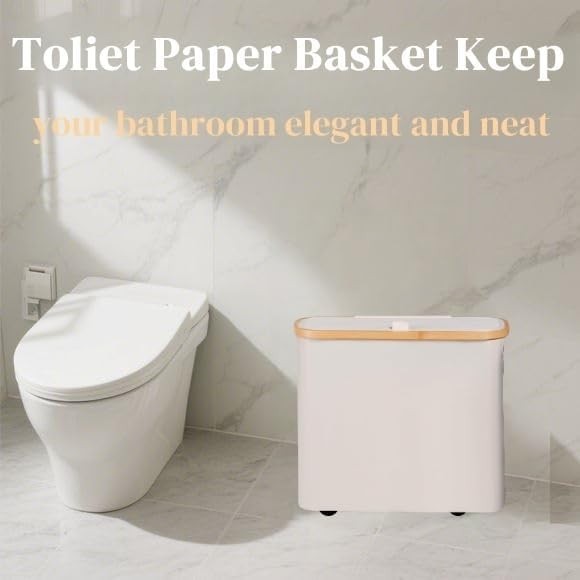 Versatile Toilet Paper Storage for Bathroom Bamboo Lid, Foldable Stackable