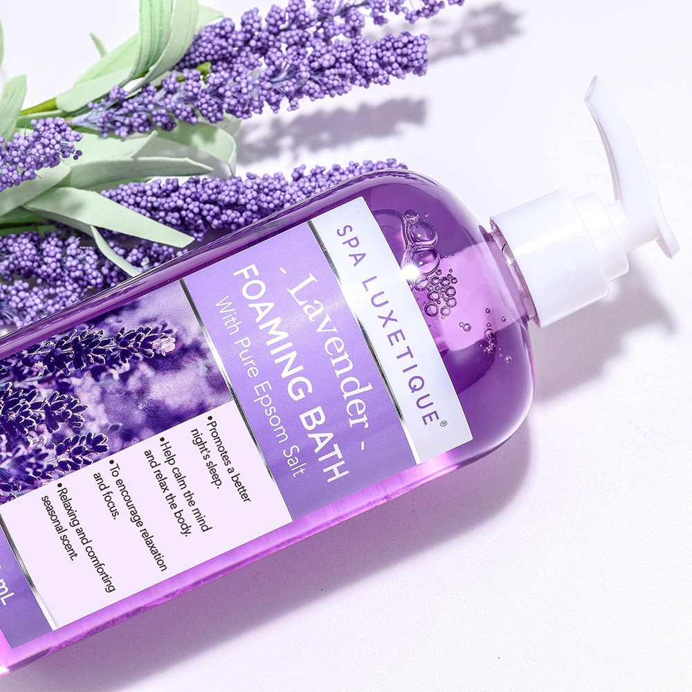 Bubble Bath, Foaming Bath with Pure Epsom Salt, Chamomile Rose and Lavender Sce