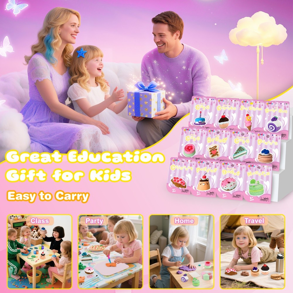 DIY Air Dry Clay Kit 12 Dessert Modeling Magic Clay for Kids with Tools Tutorial