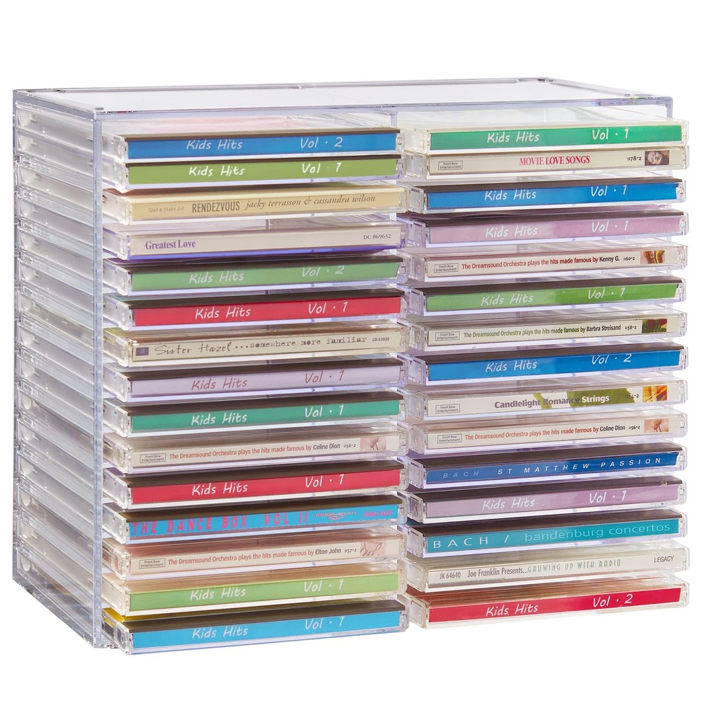Stackable Clear Plastic CD Holder - Holds 30 Standard CD Jewel Cases
