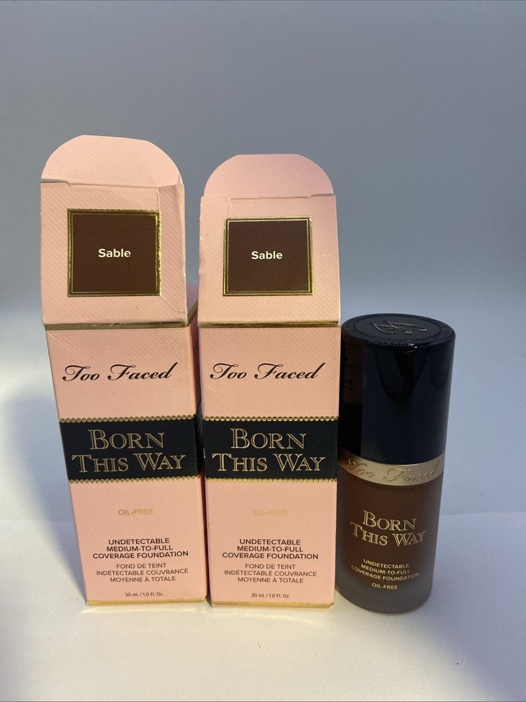 (2) TOO FACED SABLE BORN THIS WAY UNDETECTABLE COVERAGE FOUNDATION 1.0 OZ