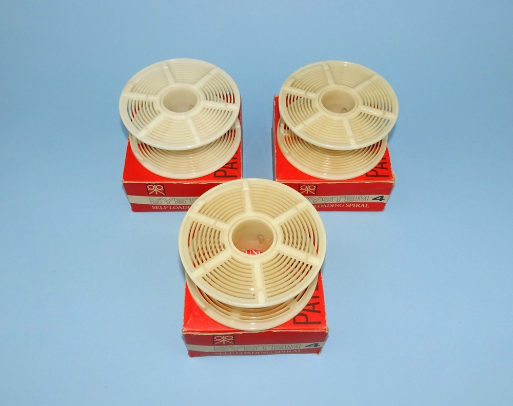 Set of 3 Paterson 'System 4' self loading spirals - adjustable film width.