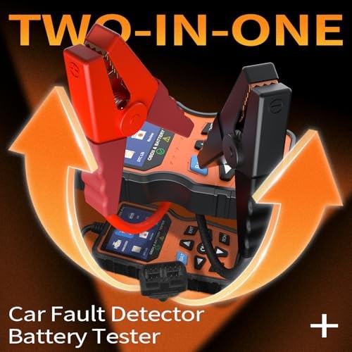 OBD2 Scanner and Battery Tester, Plug & Play Check Engine Light Code yellow